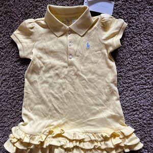 Ralph Lauren Yellow Polo Shirt with Ruffle Hem